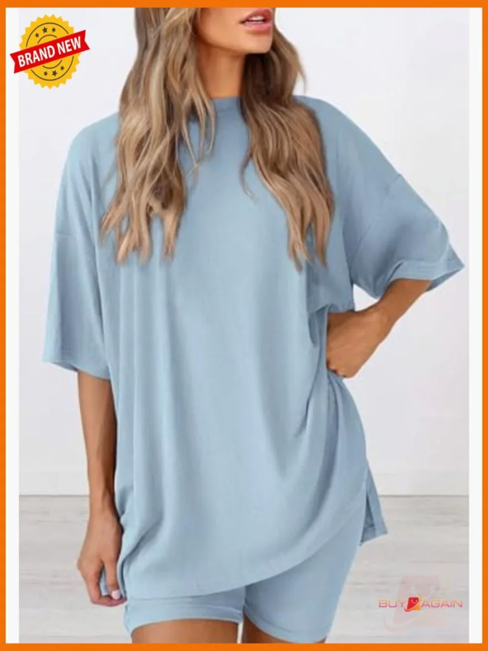 Women 2 Piece Lounge Set Summer Oversized Biker Shorts Matching Outfit